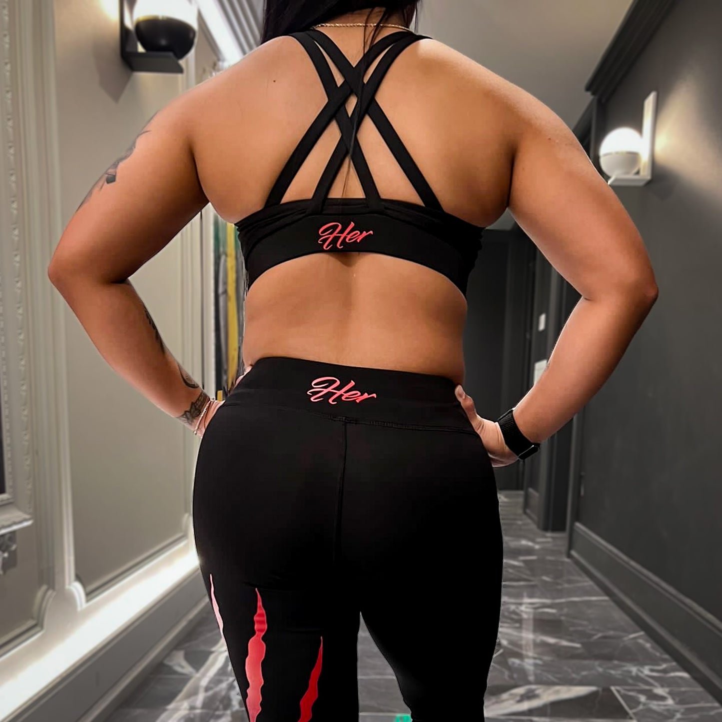 B2B Red on Black Sports Bra