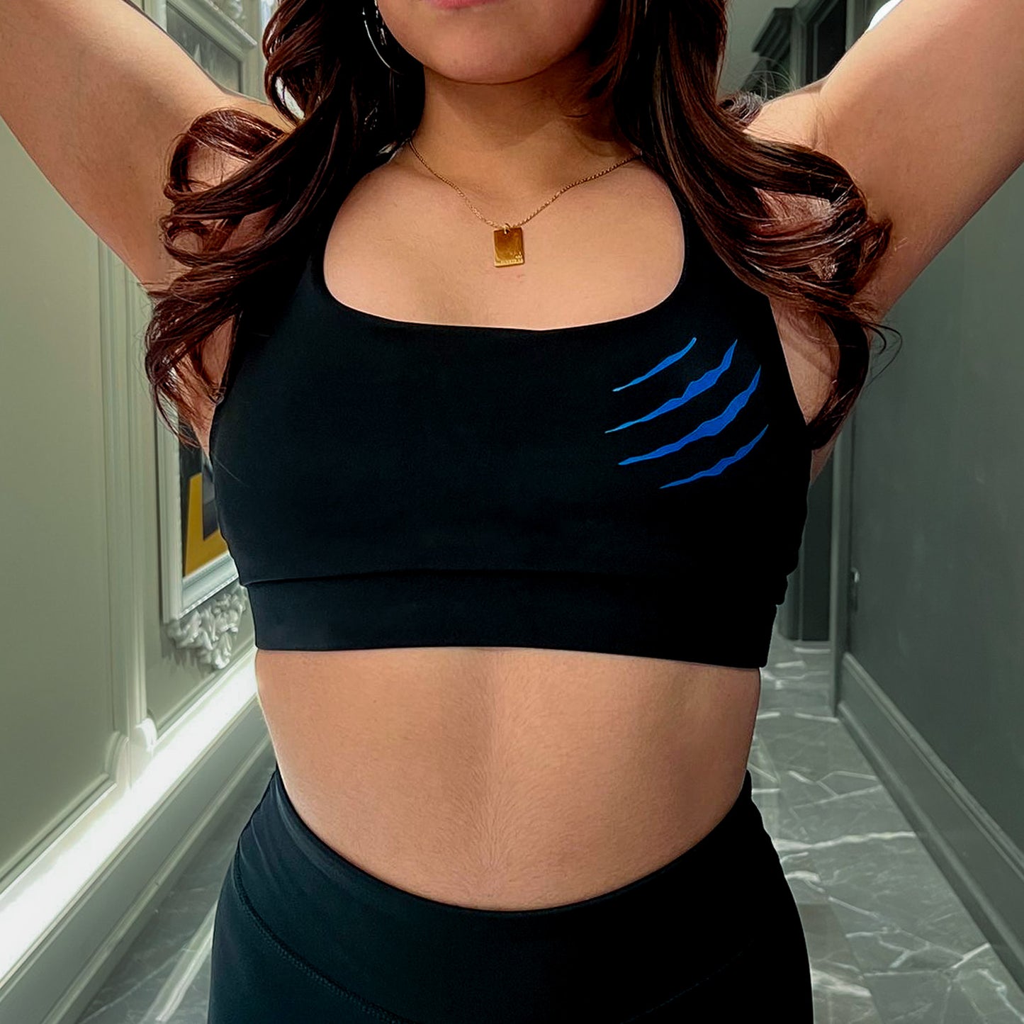 B2B Blue on Black Sports Bra