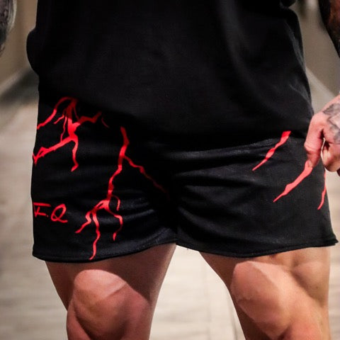 Men's MESH Red Lightening Shorts (Pockets)