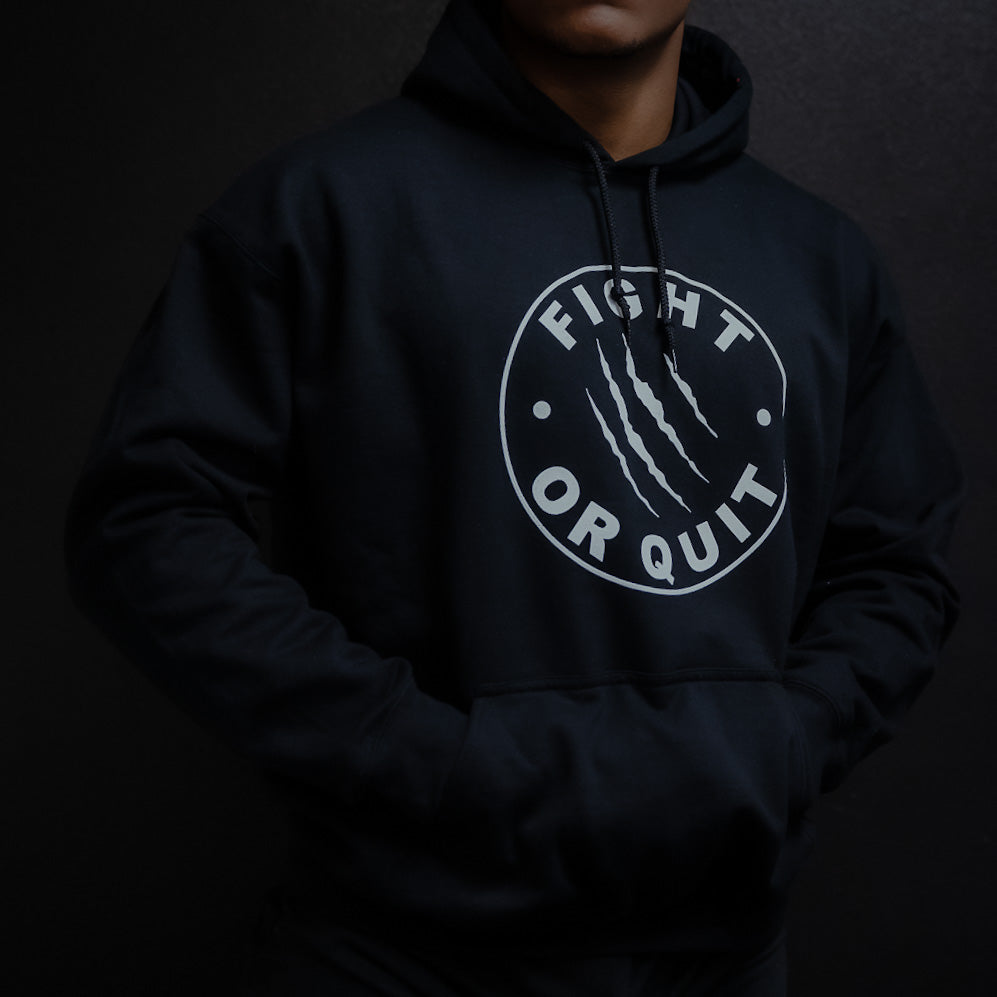 FQ White on Black Logo Hoodie