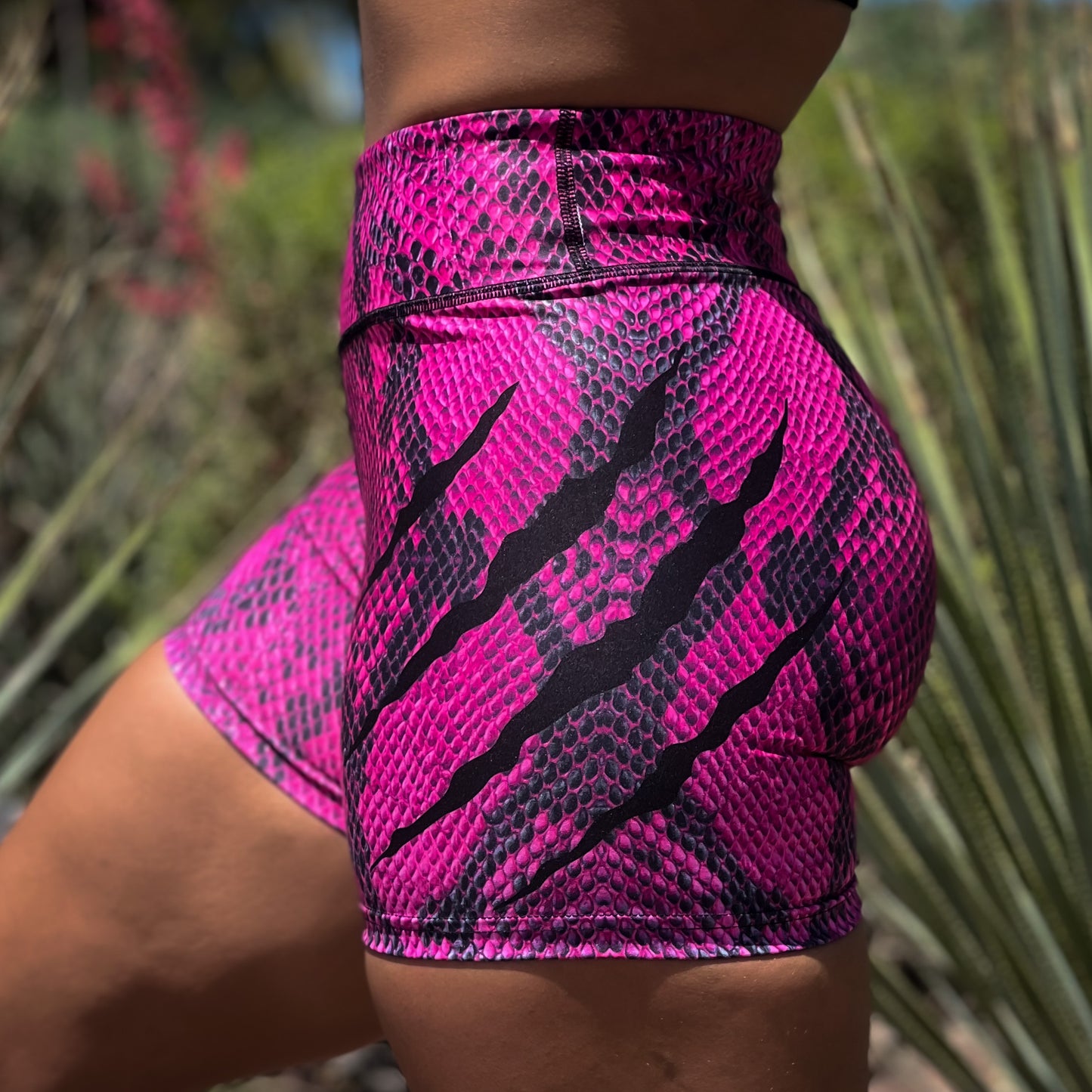Women's Pink Snakeskin Shorts