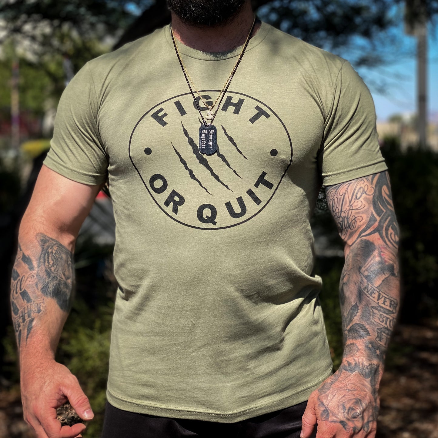 Men's Military Green Logo Tee