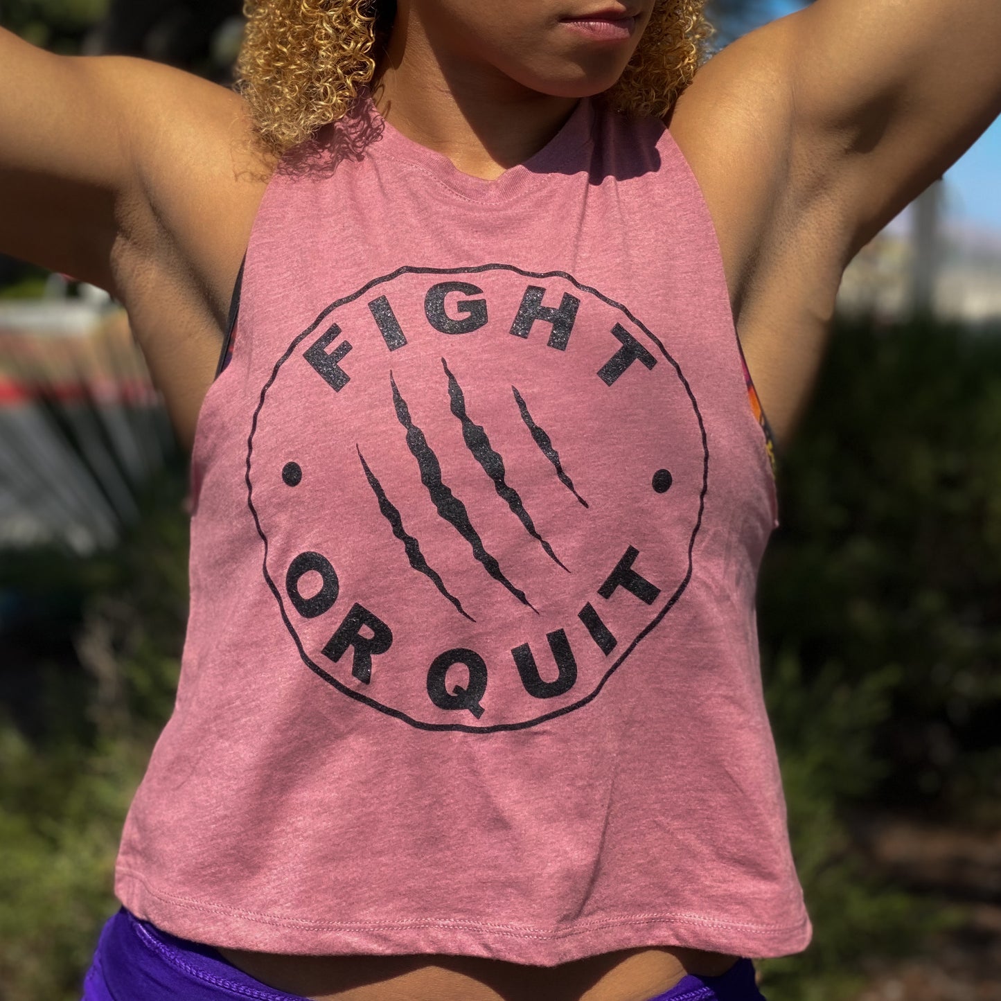 Women's FQ Logo Crop (Black on Mauve)