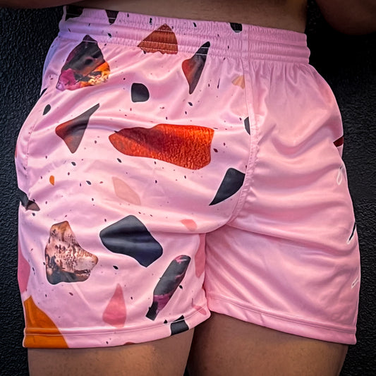 Men's Bubble Gum Terazzo Shorts (Pockets)