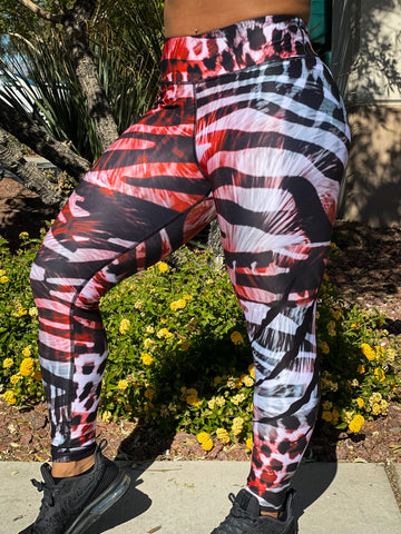 Women's Red & White Zebra Leggings