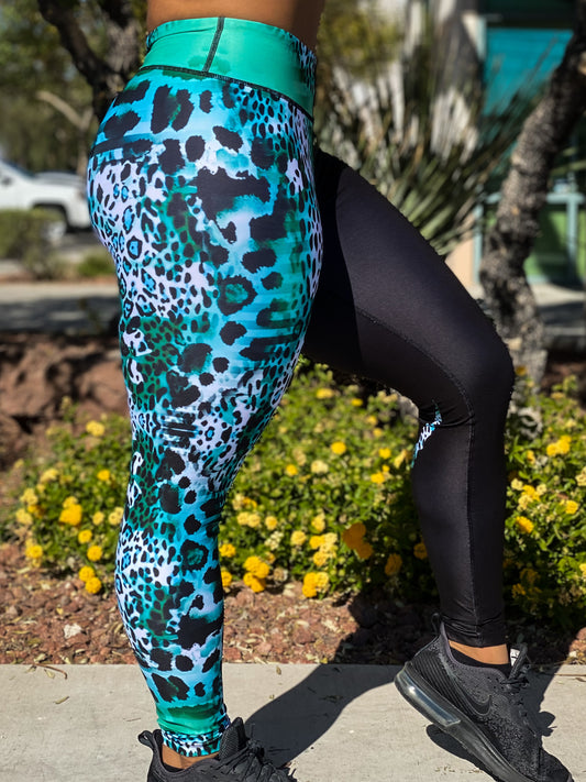 Women's Striped Leopard Leggings