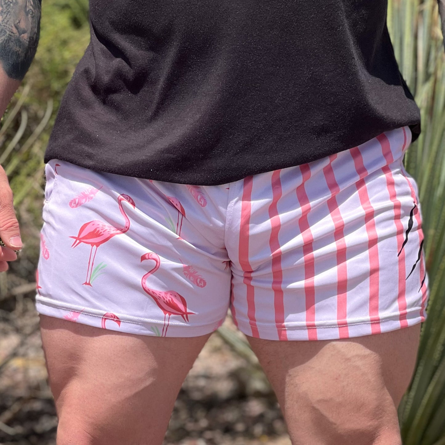 Men's Flamingo-Party Shorts (Pockets)