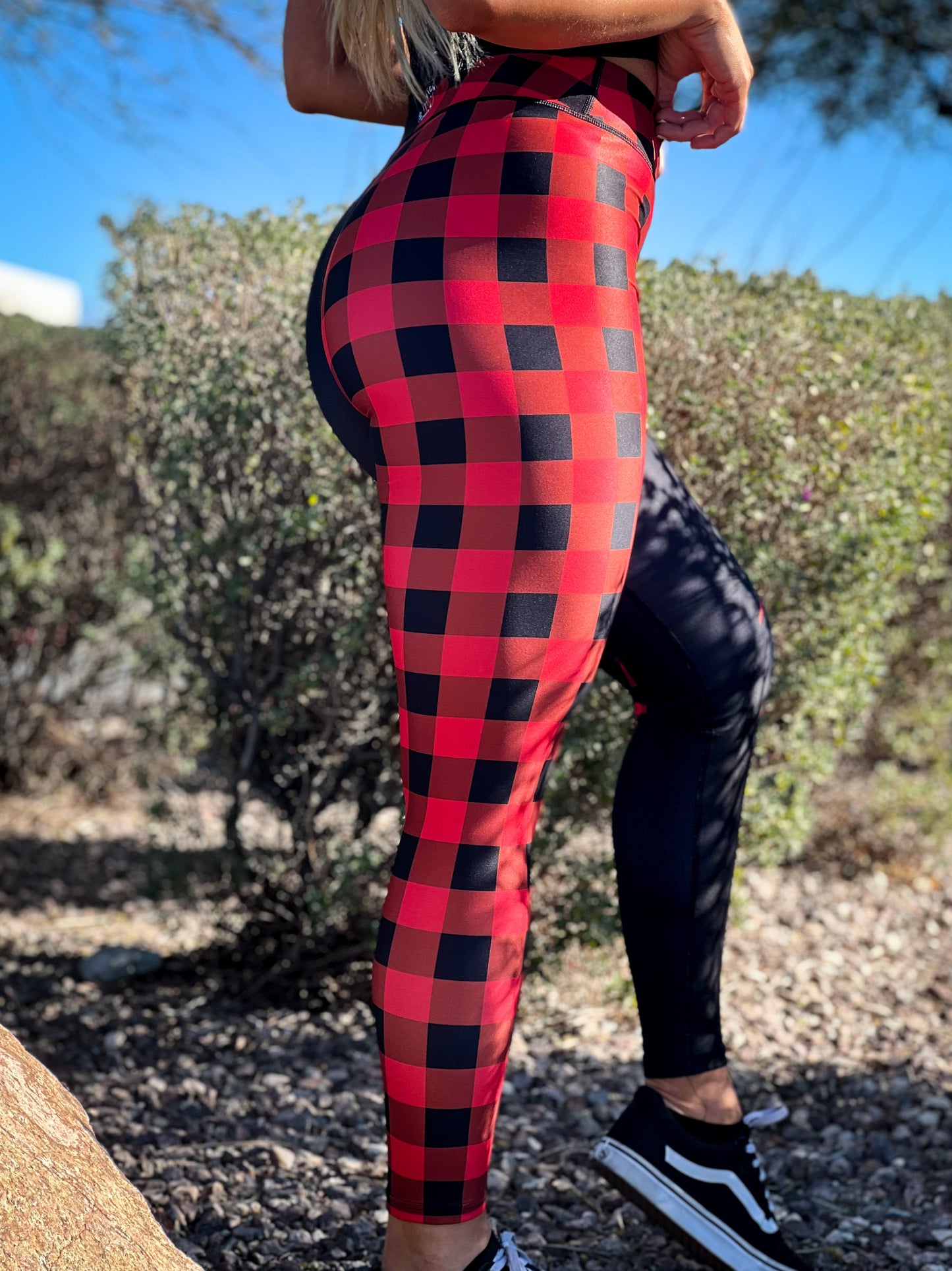 Red n Black Plaid Leggings – Fight or Quit - Main Image