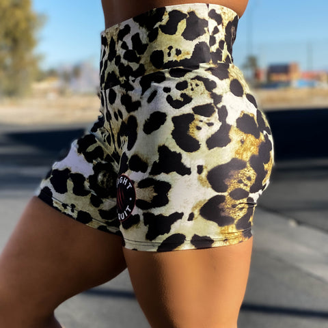 Leopard Print Booty Shorts (Cream Yellow)