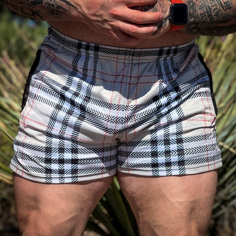 Men's Tan Plaid Shorts (Pockets)