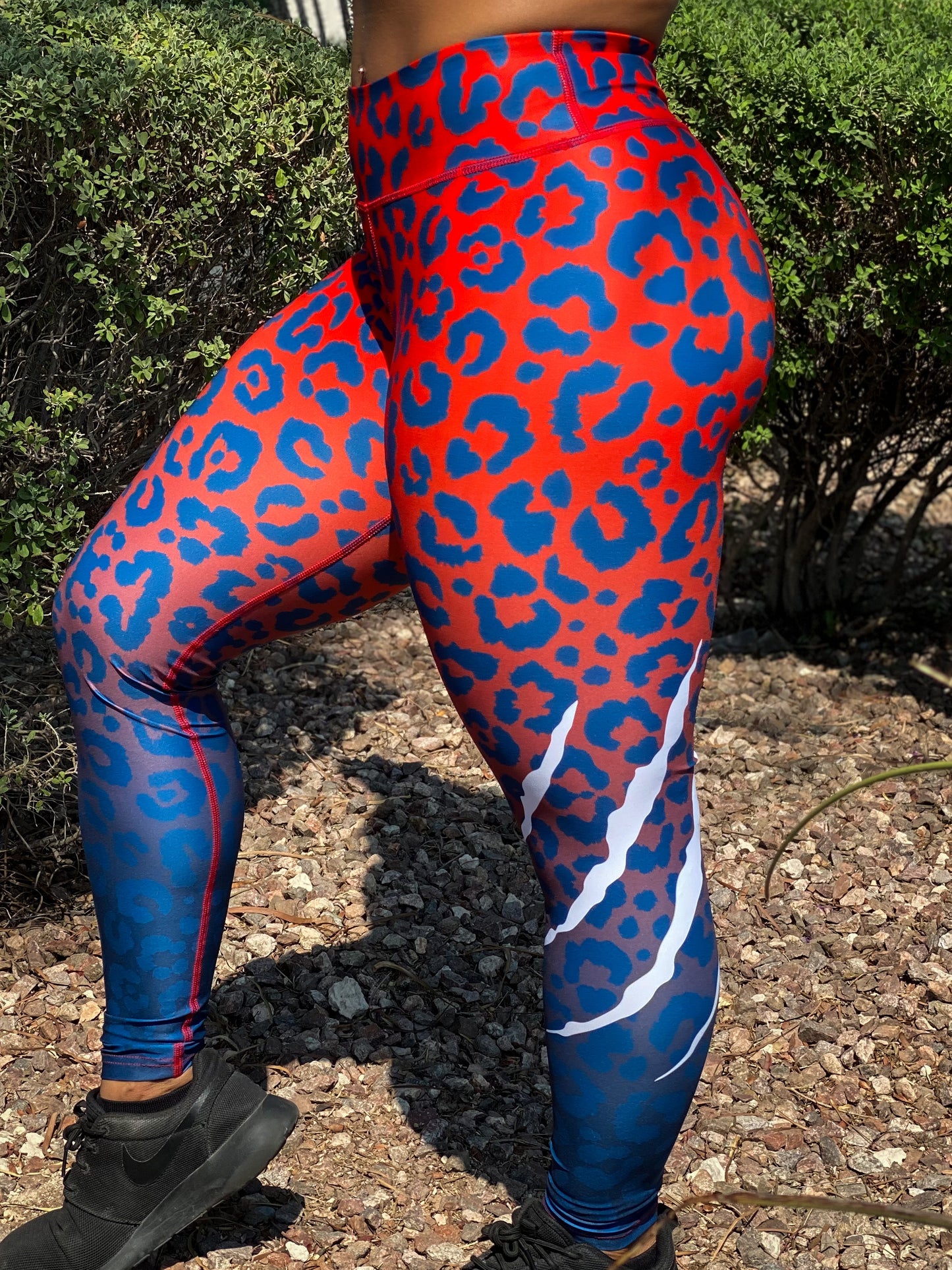 Red to Blue Leopard Leggings